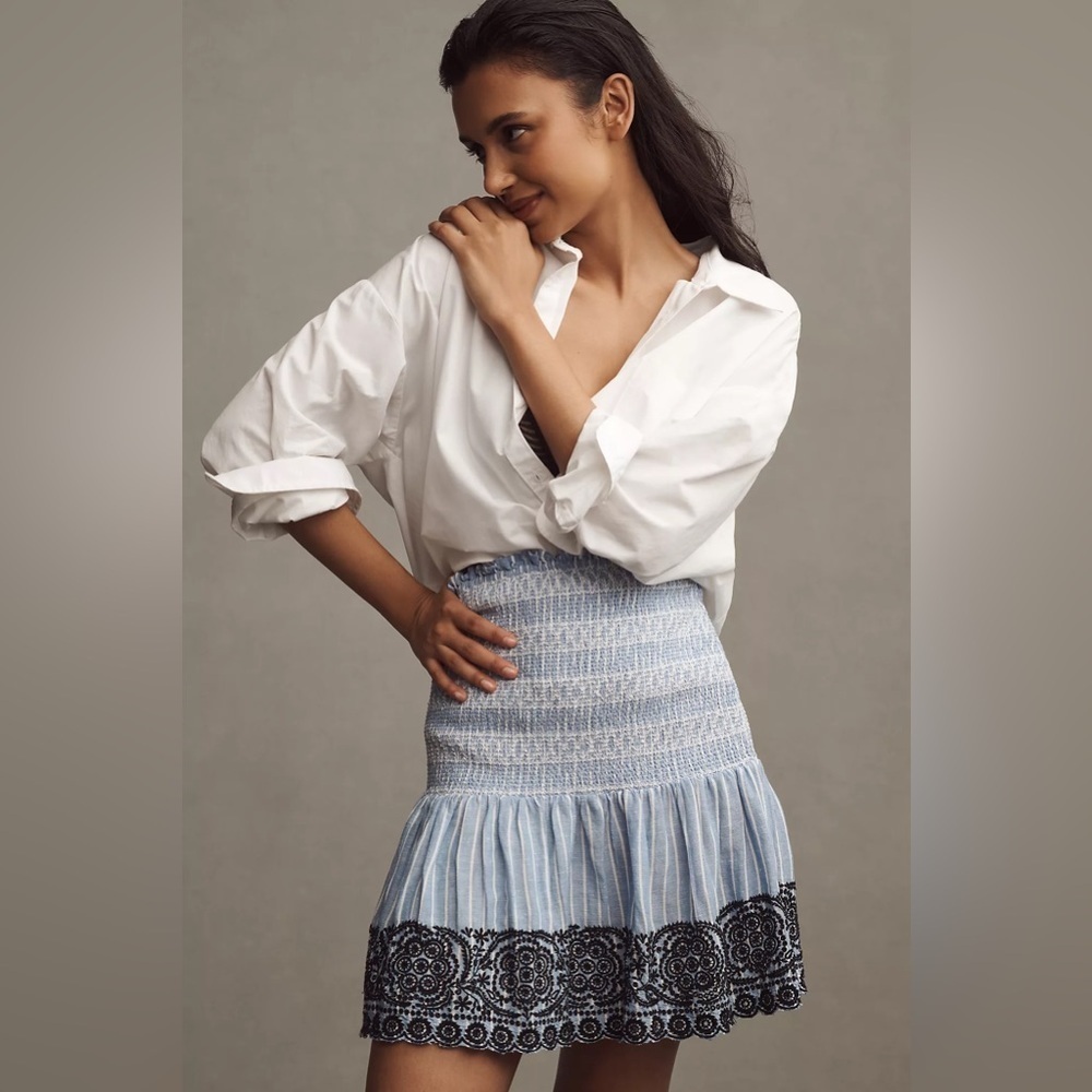 NWT Maeve Smocked Linen Mini Skirt